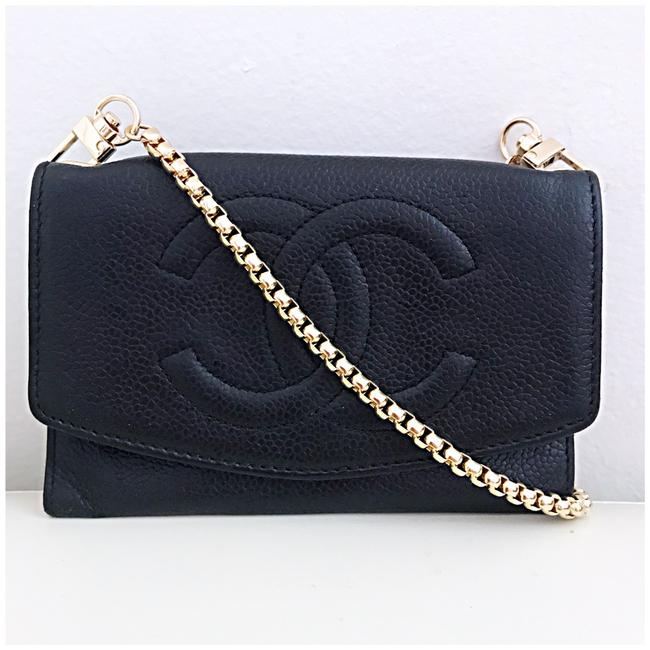 Chanel Timeless With Chain Added Black Clutch 
