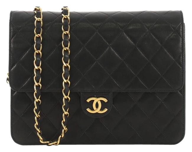 Chanel Clutch Vintage with Chain Quilted Small Black Leather Satchel 