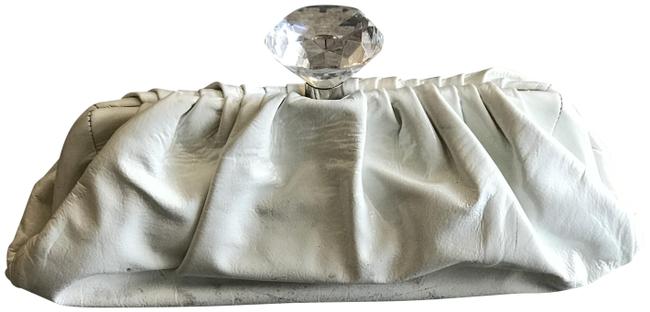 Chanel Vinyl Diamond Kiss Lock White Clutch 