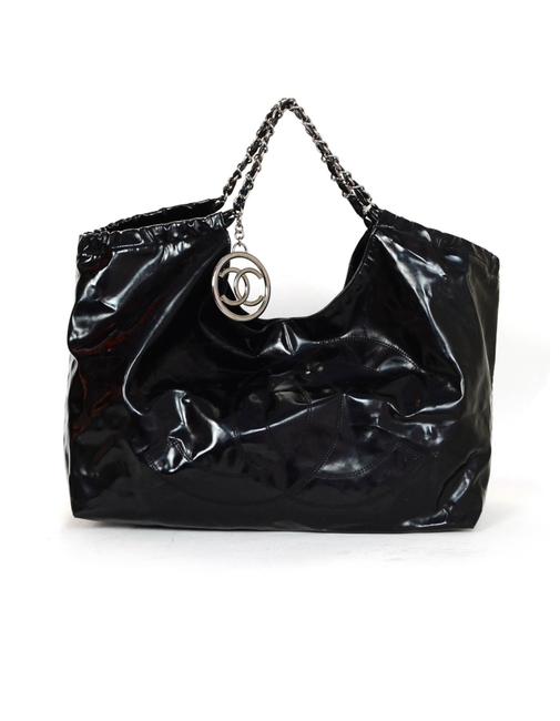 Chanel Coco Cabas Tote Large Black Vinyl Hobo Bag 