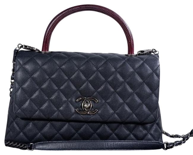 Chanel Coco Flap with Lizard Handle Leather Satchel 