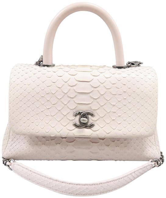Chanel Coco Handle Light Pink Snakeskin Leather Satchel 