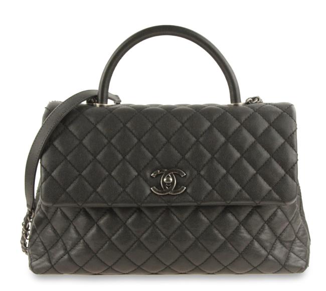 Chanel Coco Handle Medium Black Leather Satchel 