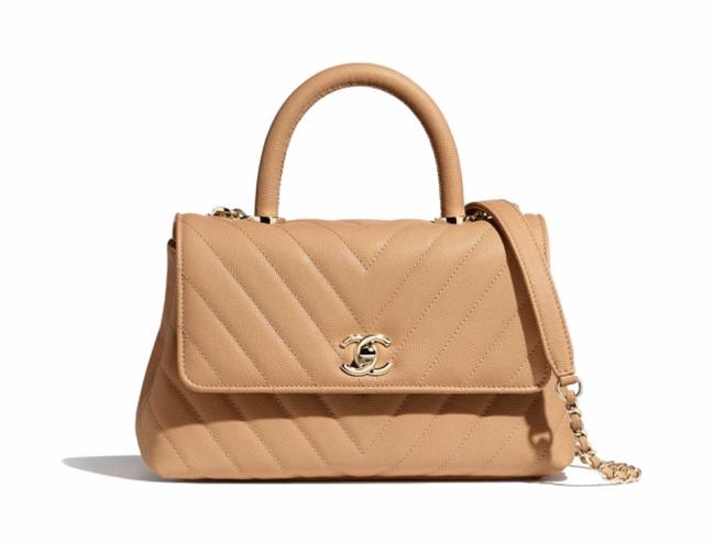 Chanel Coco Handle Mini Flap Beige Leather Satchel 