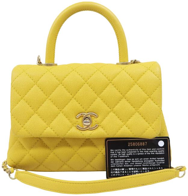 Chanel Coco Handle Mini Yellow Caviar Satchel 