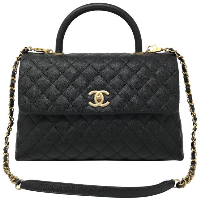 Chanel Coco Handle Top Black Caviar Satchel 