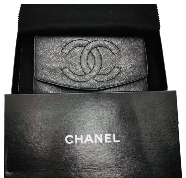 Chanel Coco Logos Black Leather Clutch 