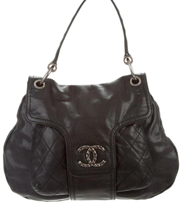 Chanel Coco Rider Black Leather Hobo Bag 