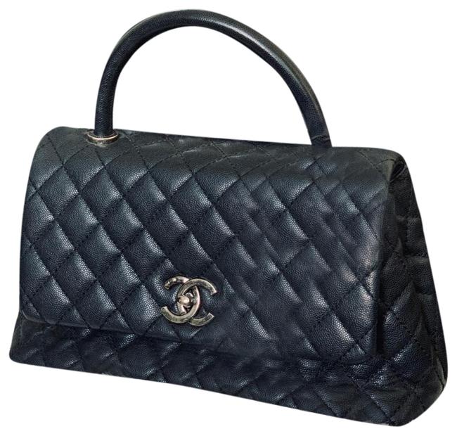 Chanel Coco Top Handle Black Caviar Leather Satchel 