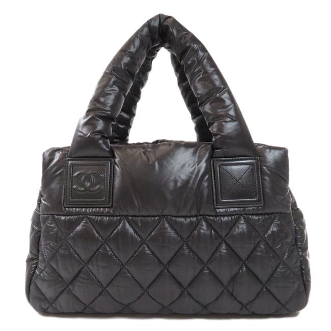 Chanel Cocoon Coco Handbag Ladies Black Nylon Satchel 
