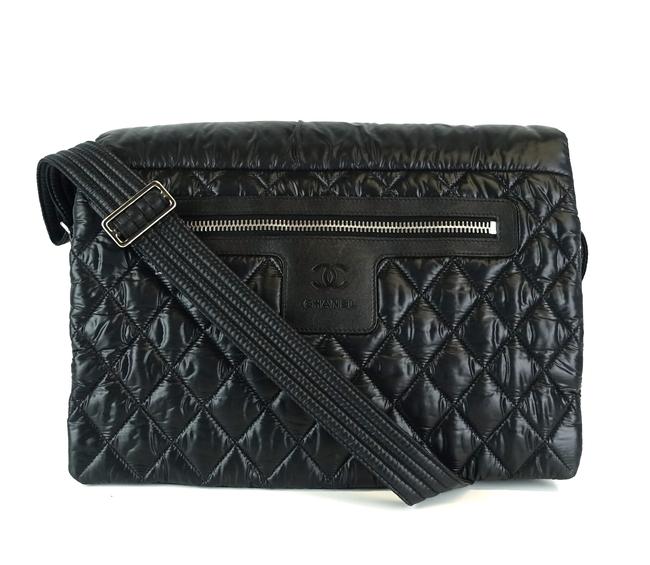 Chanel Cocoon Coco Quilted Large Black Nylon Satchel 