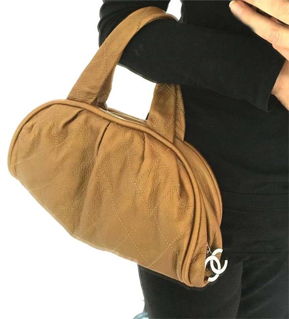 Chanel Cocoon Quilted Bronze Metalic Leather Satchel 