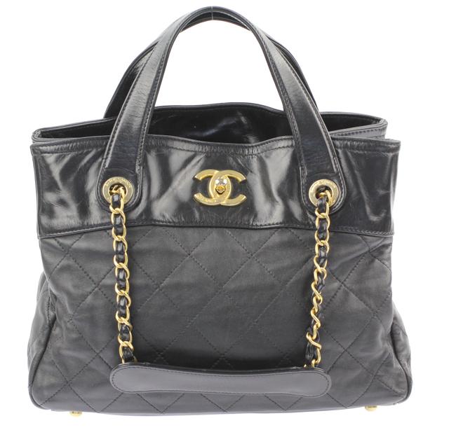 Chanel Convertible Chain Black Leather Satchel 