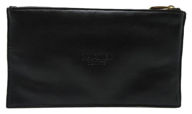 Chanel Cosmetic Pouch Ladies Polyurethane Dh55945 Black Elastane Clutch 