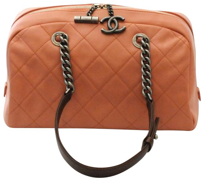 Chanel Country Chic Light Rose Quilted Bowler 2011 Pink Leather Satchel 