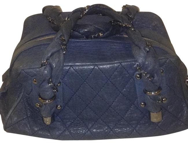 Chanel Dark Blue Leather Satchel 