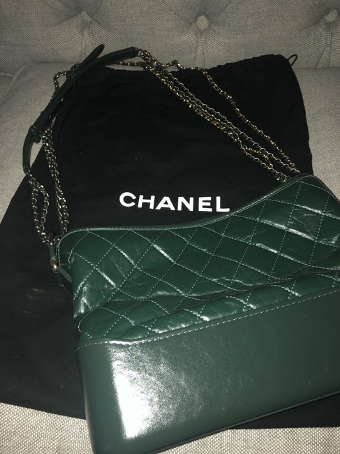 Chanel Dark Green Leather Hobo Bag 