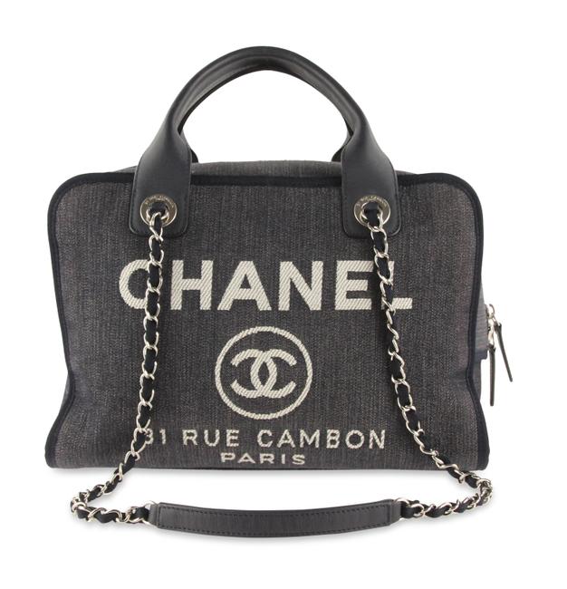 Chanel Deauville Bowling Blue Denim Satchel 