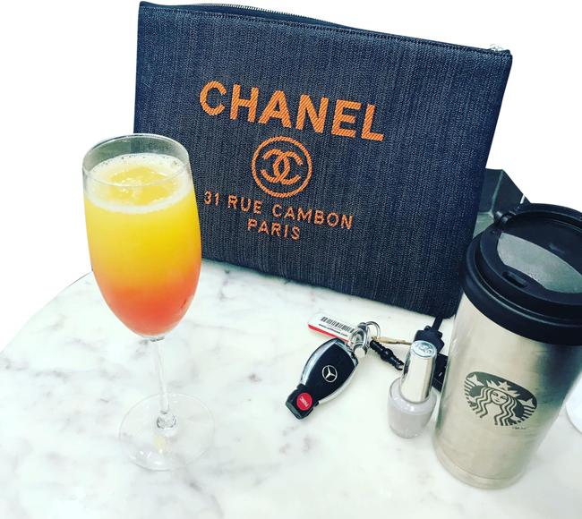 Chanel Deauville O Case Blue Denim Clutch 