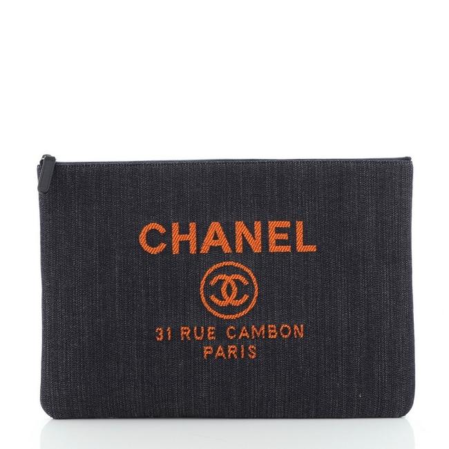 Chanel Deauville Pouch Denim Large Clutch 