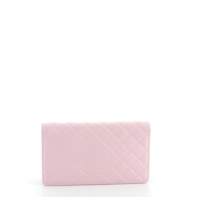 Chanel Diamond Cc Bifold Wallet Quilted Lambskin Long Pink Leather Clutch 