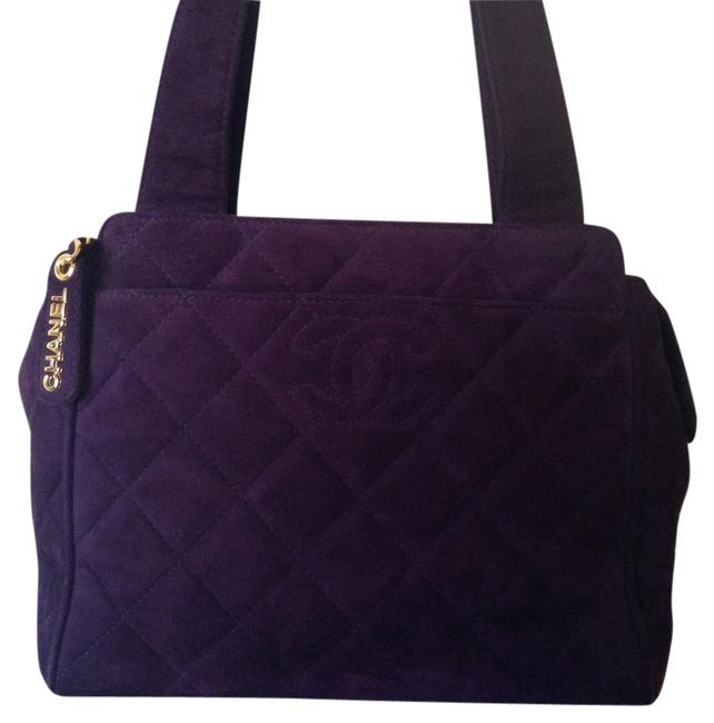 Chanel Diamond Quilted Purple Suede Satchel 
