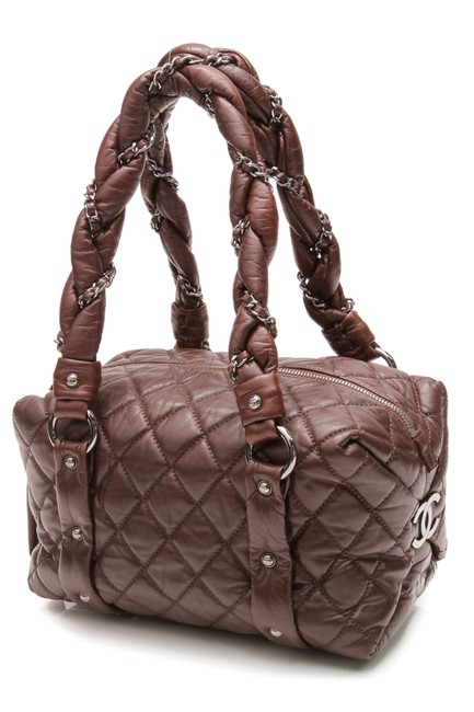 Chanel Distressed Small Lady Brown Leather Satchel 