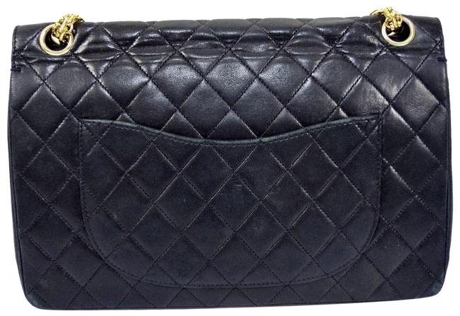 Chanel Double Flap Black Lambskin Leather Clutch 