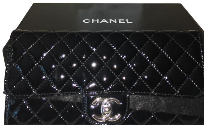 Chanel East West With Chain Black Patent Leather Clutch 