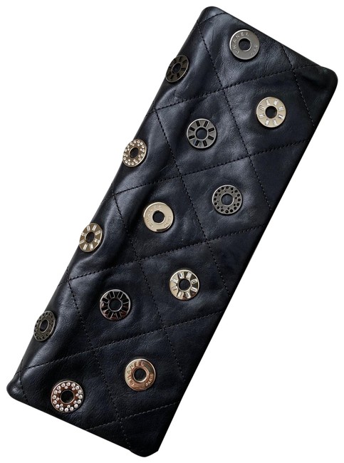 Chanel Embellished E W Black Calfskin Leather Clutch 