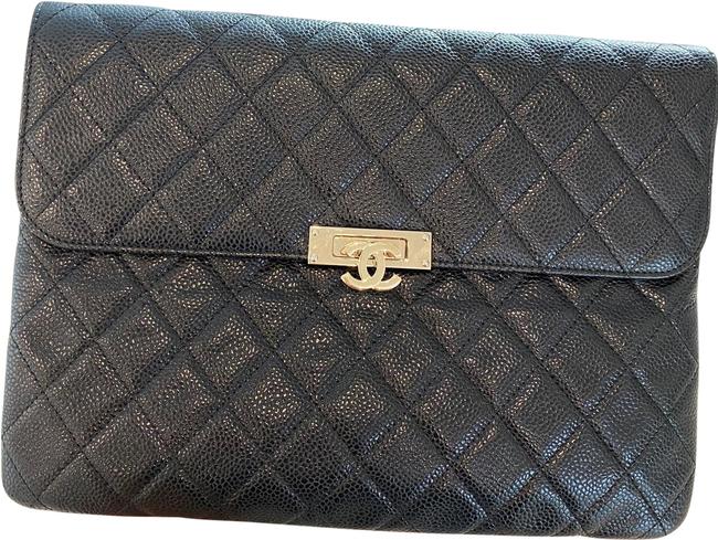 Chanel Excellent Pouch Black Caviar Leather Clutch 