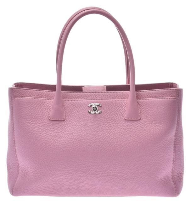 Chanel Executive Tote Sv Metal Ladies Calf 2way Black Pink Clutch 