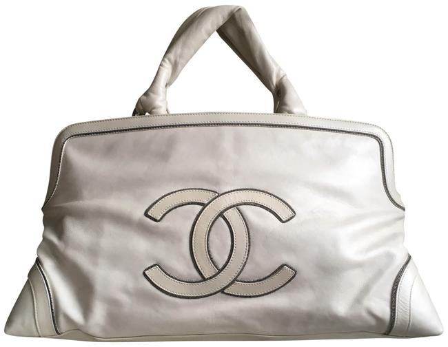 Chanel Extra Large Cc Ivory Leather Satchel 