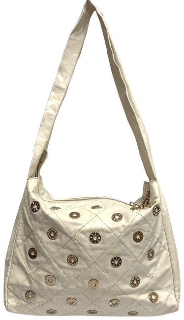 Chanel Eyelet Coin Shoulder White Hobo Bag 