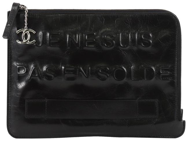 Chanel Feminine Pouch Crinkled Medium Black Leather Clutch 