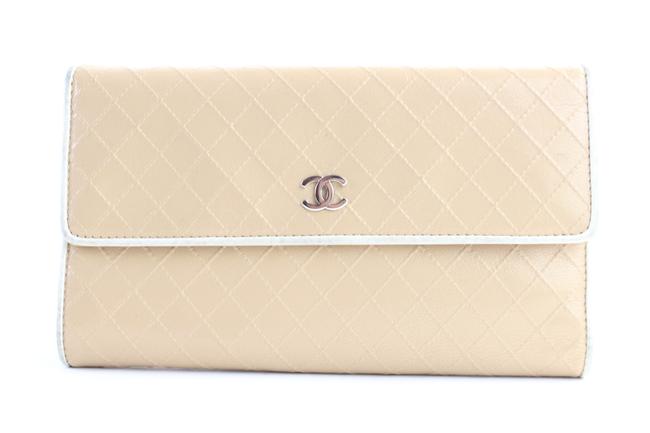 Chanel Flap Wallet 216473 Beige Quilted Leather Clutch 