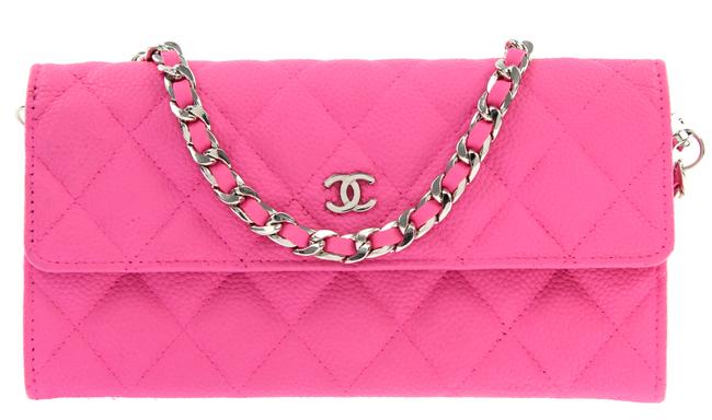 Chanel Flap Wallet Pink Leather Clutch 