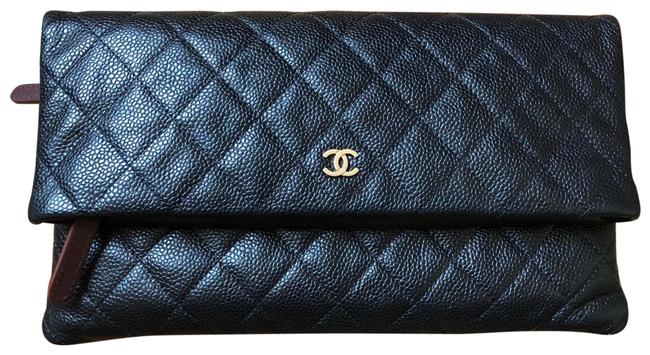 Chanel Foldover Beauty Black Caviar Clutch 