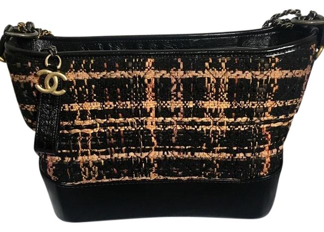 Chanel Gabrielle Medium Multicolor Tweed and Black Calfskin Hobo Bag 