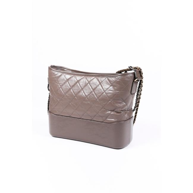 Chanel Gabrielle Medium Quilted Gray Leather Hobo Bag 