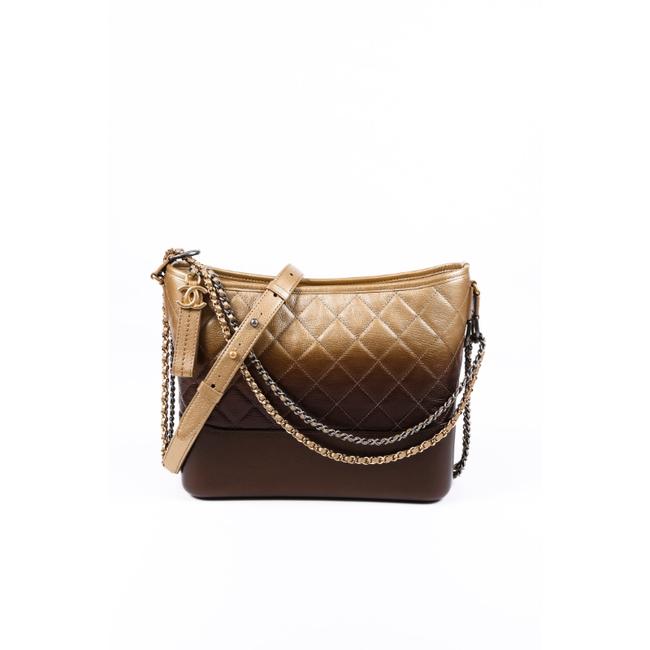 Chanel Gabrielle Ombre Medium Quilted Brown Leather Hobo Bag 