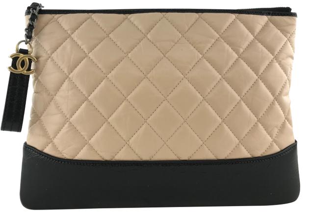 Chanel Gabrielle Pouch Beige Leather Clutch 