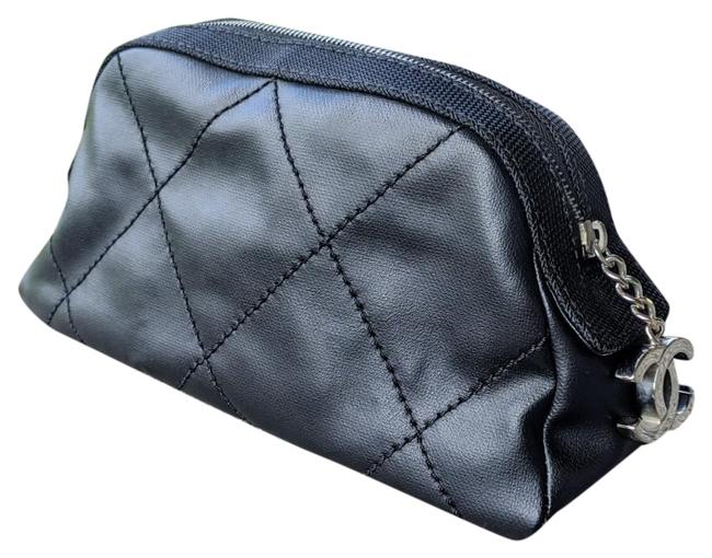 Chanel Half Dome Black Coated Canvas Clutch 