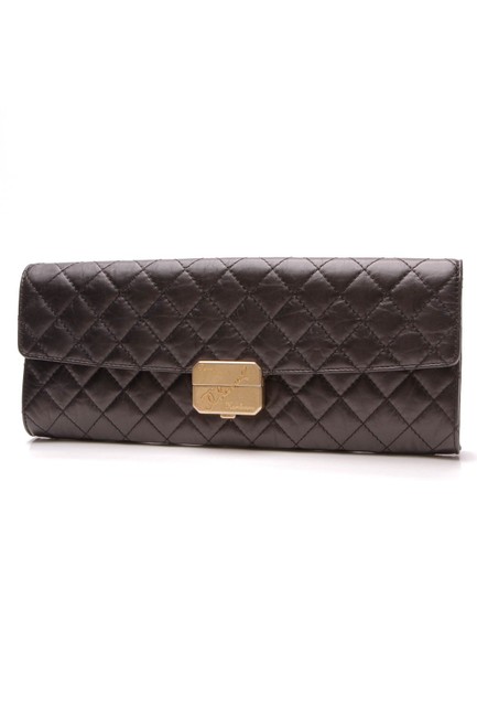Chanel Hambourg Black Calfskin Leather Clutch 