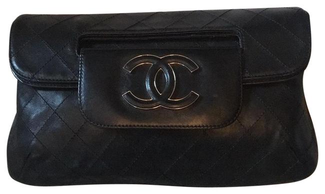 Chanel Hamptons Clut Black Leather Clutch 