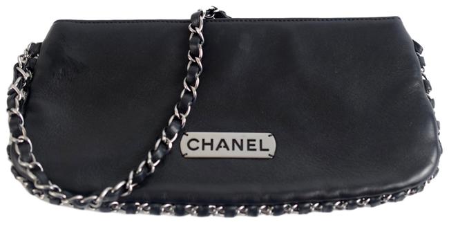 Chanel Handbag Black Calfskin Leather Clutch 