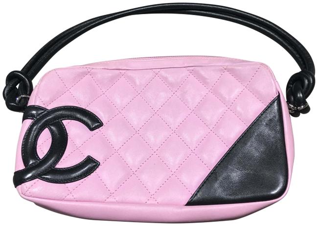 Chanel Handbag Black Pink Lambskin Leather Hobo Bag 
