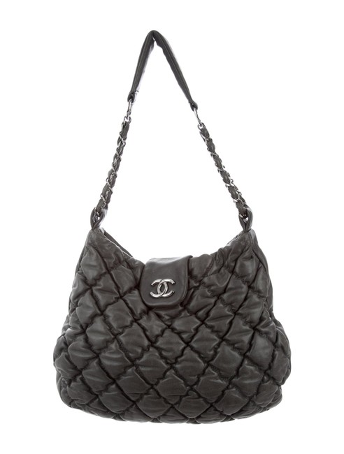 Chanel Handbag Bubble Black Lambskin Leather Hobo Bag 