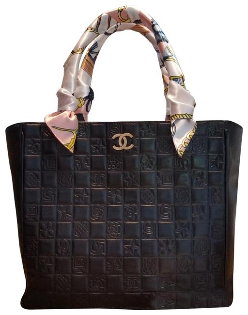 Chanel Handbag Purse Black White Leather Satchel 