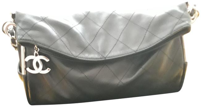 Chanel Handbag Quilted Soft Medium Size Black Lambskin Leather Hobo Bag 